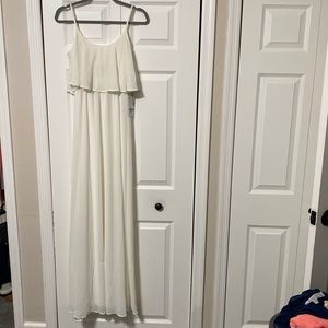 Show Me Your Mumu Bridesmaids Dress Caitlin Ruffle Maxi Wedding Cake Chiffon XS